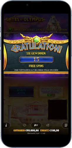 15 Freispiele in Gates of Olympus
